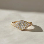 Load image into Gallery viewer, Lab Grown Diamond Pave Set Gold Ring, 7mm, Women's Statement Dome Jewelry, NYC Night Inspired, SGL Certified, Gift for Her Jwalin Jewels