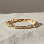 Load image into Gallery viewer, 14k Solid Gold Diamond Twist Bangle, Handmade Rope Bracelet Jwalin Jewels