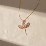 Load image into Gallery viewer, 14K Solid Gold Diamond St. Michael Necklace, Archangel Pendant, Guardian Angel Jwalin Jewels