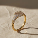 Load image into Gallery viewer, Lab Grown Diamond Pave Set Gold Ring, 7mm, Women's Statement Dome Jewelry, NYC Night Inspired, SGL Certified, Gift for Her Jwalin Jewels