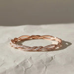 Load image into Gallery viewer, 14k Solid Gold Diamond Twist Bangle, Handmade Rope Bracelet Jwalin Jewels