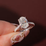 Load image into Gallery viewer, Oval Lab Grown Diamond Wedding Ring, Hidden Halo, 14K White Gold