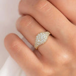 Load image into Gallery viewer, Lab Grown Diamond Pave Set Gold Ring, 7mm, Women's Statement Dome Jewelry, NYC Night Inspired, SGL Certified, Gift for Her Jwalin Jewels