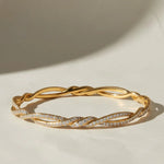 Load image into Gallery viewer, 14k Solid Gold Diamond Twist Bangle, Handmade Rope Bracelet Jwalin Jewels