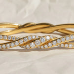 Load image into Gallery viewer, 14k Solid Gold Diamond Twist Bangle, Handmade Rope Bracelet Jwalin Jewels