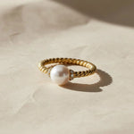 Load image into Gallery viewer, Pearl and Lab Grown Diamond Gold Ring, Pave Set 6mm Pearl, Engagement or Wedding Jewelry, 9K, 14K, 18K Gold, Classic Statement Ring Jwalin Jewels