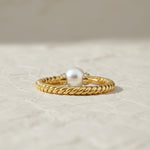 Load image into Gallery viewer, Pearl and Lab Grown Diamond Gold Ring, Pave Set 6mm Pearl, Engagement or Wedding Jewelry, 9K, 14K, 18K Gold, Classic Statement Ring