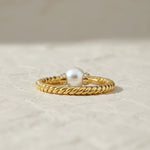 Load image into Gallery viewer, Pearl and Lab Grown Diamond Gold Ring, Pave Set 6mm Pearl, Engagement or Wedding Jewelry, 9K, 14K, 18K Gold, Classic Statement Ring Jwalin Jewels