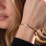 Load image into Gallery viewer, 14K Gold Emerald Cut Lab Diamond Bangle Bracelet, Minimalist Fine Jewelry for Women Jwalin Jewels