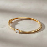 Load image into Gallery viewer, 14K Gold Emerald Cut Lab Diamond Bangle Bracelet, Minimalist Fine Jewelry for Women Jwalin Jewels