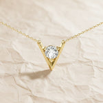 Load image into Gallery viewer, Diamond Solitaire Pendant: Lab Grown 0.10ct VS1 14k Gold Prong Setting