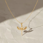 Load image into Gallery viewer, 14K Solid Gold Diamond St. Michael Necklace, Archangel Pendant, Guardian Angel Jwalin Jewels