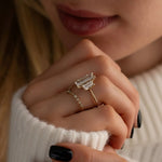 Load image into Gallery viewer, 2 Carat Baguette Lab Grown Diamond Ring in 14k Yellow Gold: Minimalist Diamond Engagement Ring