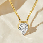 Load image into Gallery viewer, Solitaire Shield Diamond Pendant Necklace 14k White Gold, Diamond Profile 0.75 Carat, F+ Color, tension bead, IGI certified