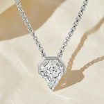 Load image into Gallery viewer, Solitaire Shield Diamond Pendant Necklace 14k White Gold, Diamond Profile 0.75 Carat, F+ Color, tension bead, IGI certified