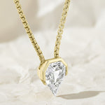 Load image into Gallery viewer, Solitaire Shield Diamond Pendant Necklace 14k White Gold, Diamond Profile 0.75 Carat, F+ Color, tension bead, IGI certified