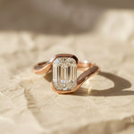 Load image into Gallery viewer, Lab Grown Emerald Cut Diamond Ring, 2.00ct F+ VS+ Certified Bezel Set Gold Band,Romantic Anniversary Gift for Wife, Modern Women's Gold Ring