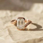 Load image into Gallery viewer, Lab Grown Emerald Cut Diamond Ring, 2.00ct F+ VS+ Certified Bezel Set Gold Band,Romantic Anniversary Gift for Wife, Modern Women's Gold Ring Jwalin Jewels