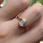 Load image into Gallery viewer, Lab Grown Emerald Cut Diamond Ring, 2.00ct F+ VS+ Certified Bezel Set Gold Band,Romantic Anniversary Gift for Wife, Modern Women's Gold Ring Jwalin Jewels