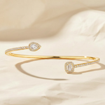 Load image into Gallery viewer, 14k Round Diamond Cuff Bracelet 0.15 ctw / Stackable Diamond Bracelet Last Minute Gift