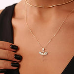 Load image into Gallery viewer, 14K Solid Gold Diamond St. Michael Necklace, Archangel Pendant, Guardian Angel Jwalin Jewels