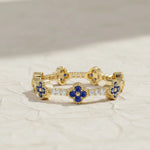 Load image into Gallery viewer, Sapphire Ring / 14k Full Eternity Sapphire and Diamond Ring / Stacking Ring / Sapphire Stackable Ring / September Birthstone Birthday Gift Jwalin Jewels