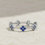 Load image into Gallery viewer, Sapphire Ring / 14k Full Eternity Sapphire and Diamond Ring / Stacking Ring / Sapphire Stackable Ring / September Birthstone Birthday Gift Jwalin Jewels