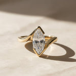 Load image into Gallery viewer, Lab Grown Marquise Diamond Ring, 2.00ct White F+ VS+ Certified, 9K & 14K Gold Bypass Engagement or Anniversary Gift, Modern Swirl Design
