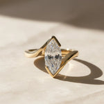 Load image into Gallery viewer, Lab Grown Marquise Diamond Ring, 2.00ct White F+ VS+ Certified, 9K & 14K Gold Bypass Engagement or Anniversary Gift, Modern Swirl Design Jwalin Jewels