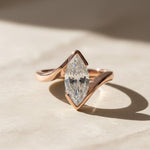 Load image into Gallery viewer, Lab Grown Marquise Diamond Ring, 2.00ct White F+ VS+ Certified, 9K & 14K Gold Bypass Engagement or Anniversary Gift, Modern Swirl Design