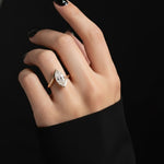 Load image into Gallery viewer, Lab Grown Marquise Diamond Ring, 2.00ct White F+ VS+ Certified, 9K & 14K Gold Bypass Engagement or Anniversary Gift, Modern Swirl Design