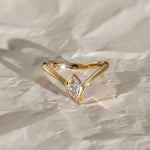 Load image into Gallery viewer, Lab Grown Diamond Marquise Ring, Bezel Set 0.45 CT, Dainty Gold V Shape Ring, Minimalist Stackable Jewelry, Gift for Her Jwalin Jewels