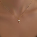 Load image into Gallery viewer, 18K Solid Gold Mini Key Diamond Pendant Necklace,Dainty Lab Grown Diamond Charm Necklace, Everyday Jewelry,Gift for her,Graduation gift