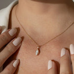 Load image into Gallery viewer, Lab Grown Marquise Diamond Necklace, Bezel Set Pendant in 9K & 14K Gold, Dainty Fine Gold Jewelry, Everyday Gift for Her,Bridesmaid Necklace Jwalin Jewels