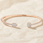 Load image into Gallery viewer, 14k Round Diamond Cuff Bracelet 0.15 ctw / Stackable Diamond Bracelet Last Minute Gift