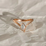 Load image into Gallery viewer, Lab Grown Diamond Marquise Ring, Bezel Set 0.45 CT, Dainty Gold V Shape Ring, Minimalist Stackable Jewelry, Gift for Her Jwalin Jewels