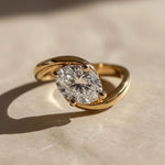 Load image into Gallery viewer, Lab Grown Diamond Ring, 2.00ct Oval Cut, 9K & 14K Gold, Prong Setting, Engagement, Solitaire, Modern Bypass Design, VS+ Clarity, F+ Color Jwalin Jewels