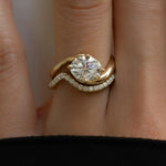 Load image into Gallery viewer, Lab Grown Diamond Ring, 2.00ct Oval Cut, 9K & 14K Gold, Prong Setting, Engagement, Solitaire, Modern Bypass Design, VS+ Clarity, F+ Color Jwalin Jewels