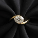 Load image into Gallery viewer, Lab Grown Diamond Ring, 2.00ct Oval Cut, 9K & 14K Gold, Prong Setting, Engagement, Solitaire, Modern Bypass Design, VS+ Clarity, F+ Color Jwalin Jewels