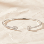 Load image into Gallery viewer, 14k Round Diamond Cuff Bracelet 0.15 ctw / Stackable Diamond Bracelet Last Minute Gift