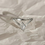 Load image into Gallery viewer, Lab Grown Diamond Marquise Ring, Bezel Set 0.45 CT, Dainty Gold V Shape Ring, Minimalist Stackable Jewelry, Gift for Her