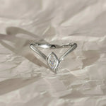 Load image into Gallery viewer, Lab Grown Diamond Marquise Ring, Bezel Set 0.45 CT, Dainty Gold V Shape Ring, Minimalist Stackable Jewelry, Gift for Her Jwalin Jewels