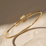 Load image into Gallery viewer, 14K Solid Gold Bangle Bracelet for Women, Round Cut Diamond Bracelet Bangle, Gold Latch Bracelet, Diamond Bangle Bracelet, Gift For Her Jwalin Jewels