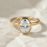 Load image into Gallery viewer, Bezel Ring for Women, Lab Grown Diamond, 14K Gold, Anniversary, Engagement, Wedding, Oval Cut Jwalin Jewels