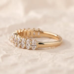 Load image into Gallery viewer, 4x2mm Oval Lab Grown Diamond Notch Wedding Band Oval Cut Lab Diamond half Eternity Band Anniversary Band Women bridal Stacking Matching Band