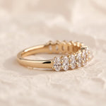 Load image into Gallery viewer, 4x2mm Oval Lab Grown Diamond Notch Wedding Band Oval Cut Lab Diamond half Eternity Band Anniversary Band Women bridal Stacking Matching Band