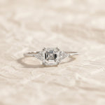 Load image into Gallery viewer, IGI Certified Asscher Cut Diamond Engagement Ring, Lab Grown Diamond Wedding Ring, Three Stone Diamond Ring, Diamond Promise Ring for Women