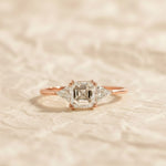 Load image into Gallery viewer, IGI Certified Asscher Cut Diamond Engagement Ring, Lab Grown Diamond Wedding Ring, Three Stone Diamond Ring, Diamond Promise Ring for Women