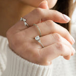 Load image into Gallery viewer, IGI Certified Asscher Cut Diamond Engagement Ring, Lab Grown Diamond Wedding Ring, Three Stone Diamond Ring, Diamond Promise Ring for Women