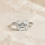 Load image into Gallery viewer, Half Bezel Set Asscher Cut 3ct Lab Grown Diamond Engagement Ring